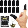 10 Pack Mobile Phone Gaming Finger Sleeves with Storage Case and Battlefield Key Chain, Finger Gloves Compatible with All Touchscreen Devices