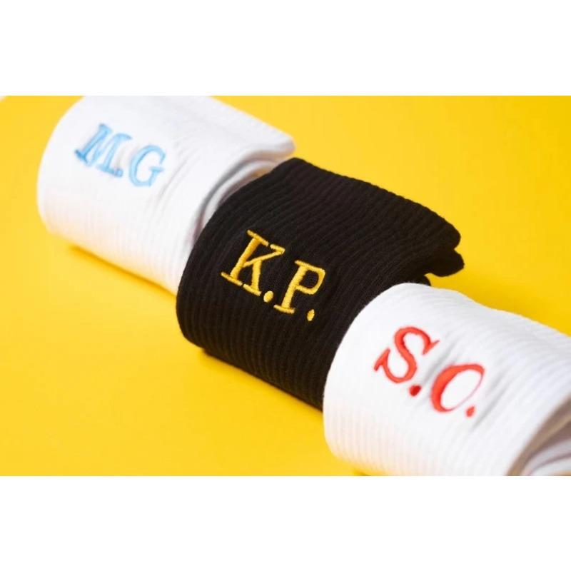 Personalised Initials Socks - Custom Embroidered Initials On Men's Cotton Crew Socks Monogrammed Groomsman Gift Idea for Him