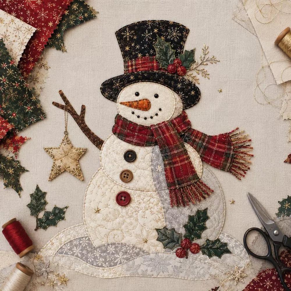 Pre-cut Fabric Christmas Patchwork Art Painting Kit Christmas Tree Patchwork Fabric Kit Friend