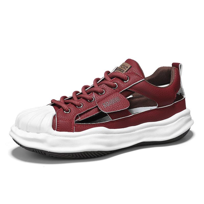 

Spring fashion men s lace-up bread shoes trend new leaking sports shoes student outdoor breathable casual shoes 44