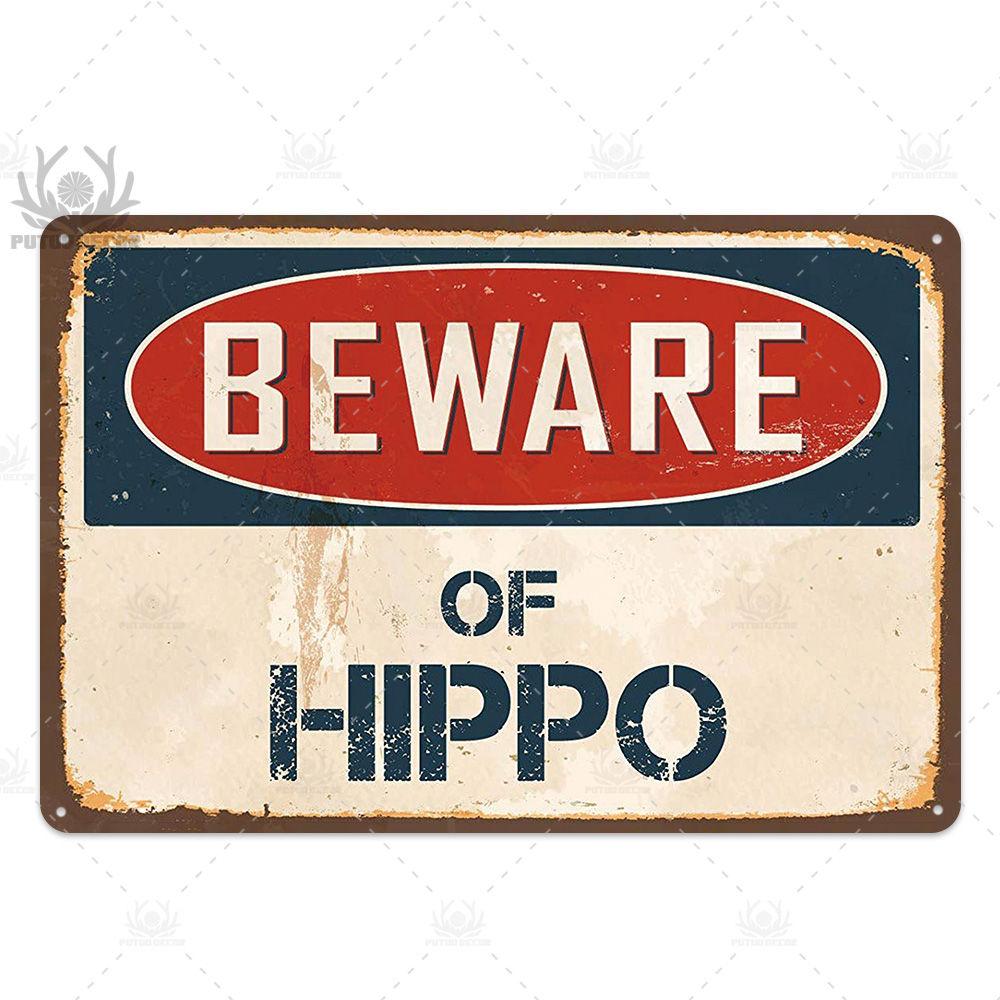 Putuo Decor Beware Vintage Tin Sign Funny Warning Danger Plaque Metal Wall Poster Painting for Room House Shop Bar Man Cave