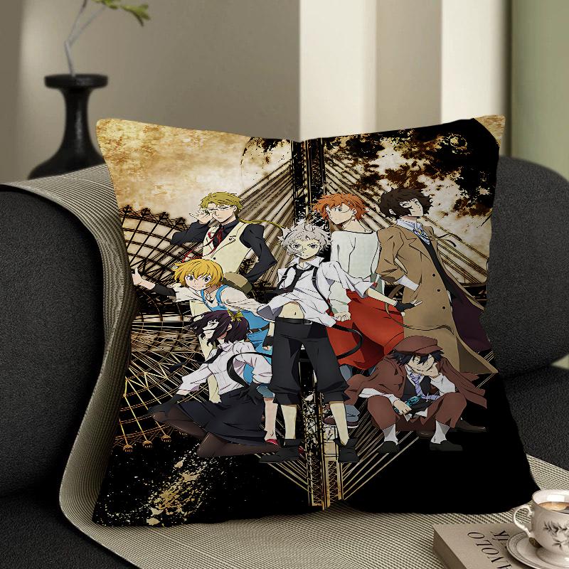 B-Bungo Stray Dogs Anime Kissen Anime Kissen Sofa Bett Kopfkissenbezug Kissenbezug 45x45 Cm Mode