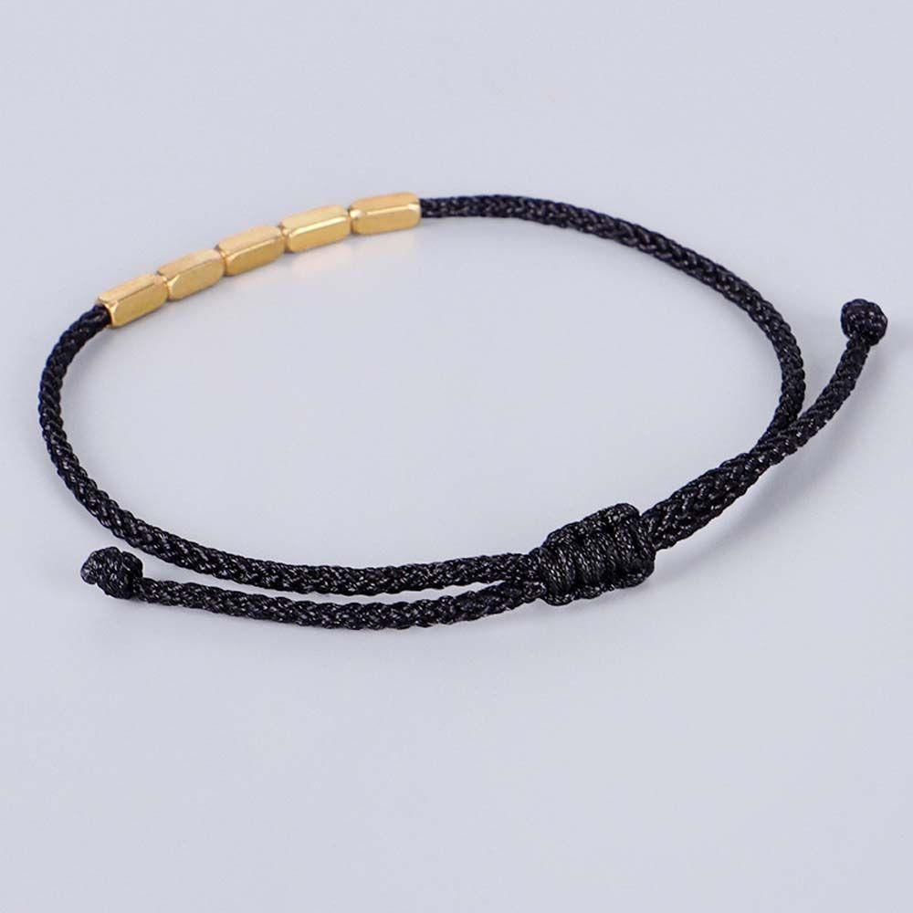 Buddhist Knots Rope Black Red Color Tibetan Copper Beads Bracelet Wrist Jewelry Accessories Bangles