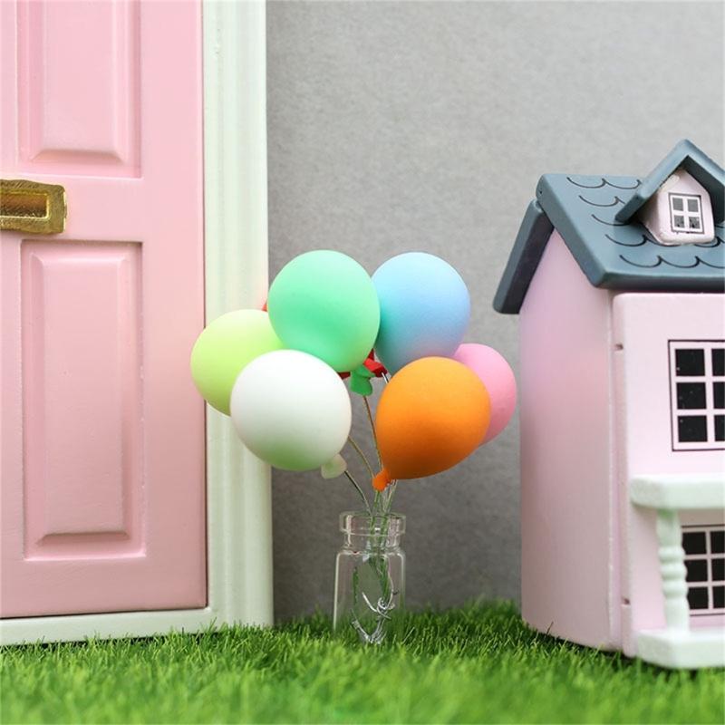 Pack of 8 Colorful Small Resin Balloon Portable Accessory for Dollhouses Garden Creative Landscape Accent Daily Use