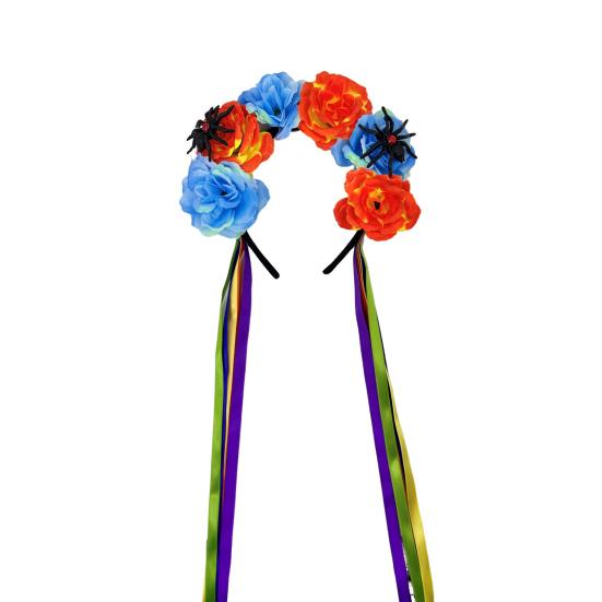 Women Headband Satin Colorful Flower Decor Hair Hoop Bright Color