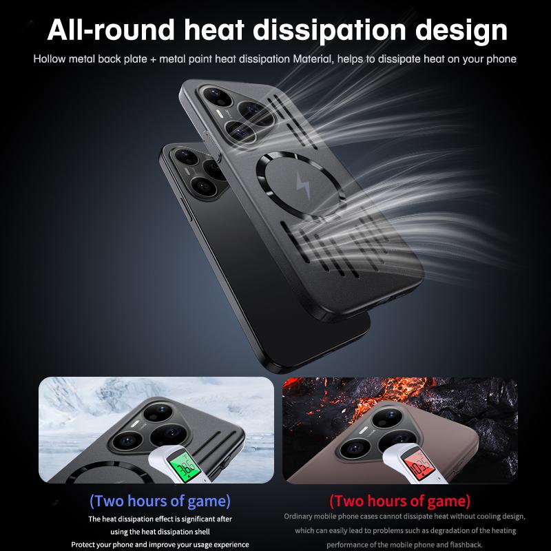 For Huawei Pura 90 Pro Max Ultra-thin Heat Dissipation Magnetic Case For Huawei Pura 90ProMax Magsafe Metallic Paint Hard Cover