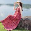 Fashion Floral Sleeveless Cotton Maxi Dress Summer Boho Style Casual Wear for Women