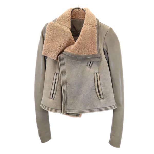 Rick Owens Sheepskin Leather Riders jacket USA10 Gray Back bore Women Used