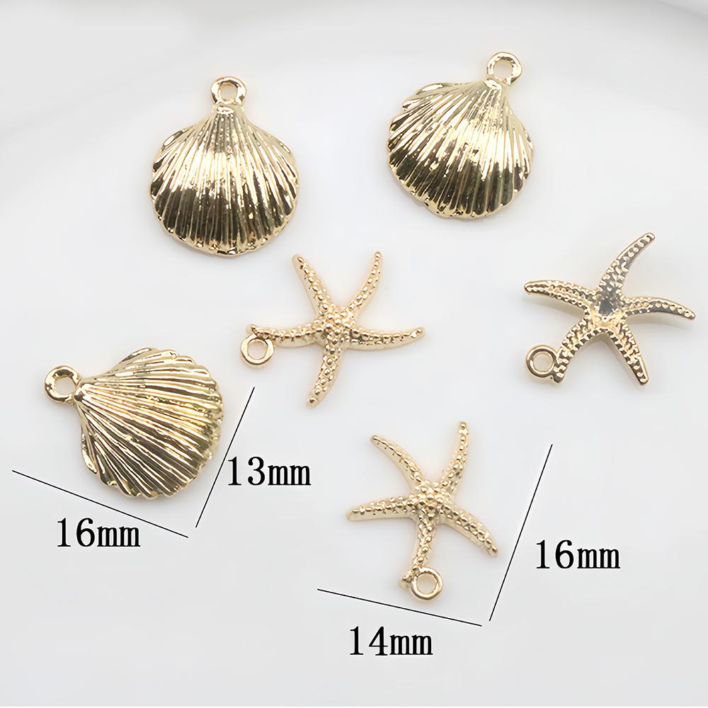 10pcs Zinc Alloy Starfish Charms Shell Pendant Necklace Bracelet Earrings Accessories for DIY Charming Jewelry Findings Making