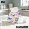 1pc Tissue Box, Watercolor/Butterflies Flowers/Tender Joy Pattern, 2D Flat Printing, Crafted with Strong Polyester, Can Be Washed, Napkin Dispenser, F