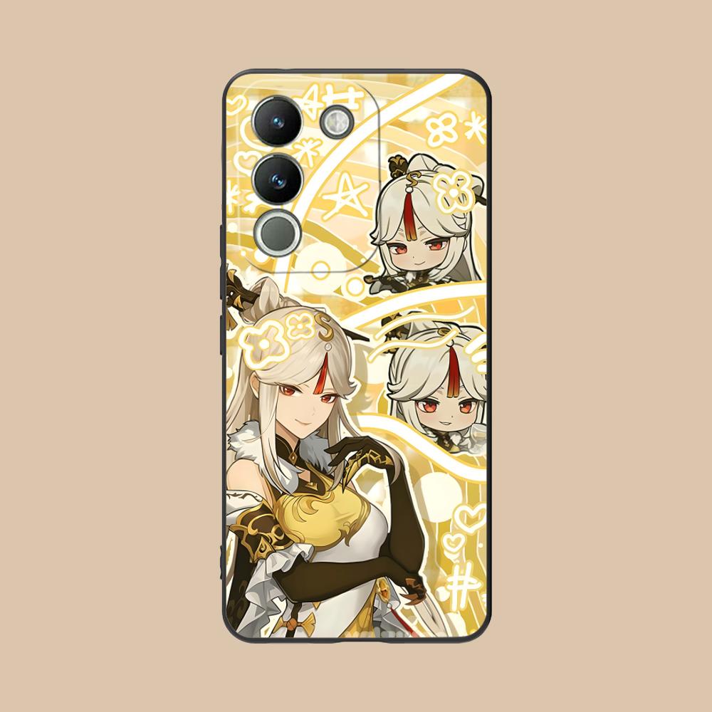 Game GI Ningguang Matte TPU Mobile Phone Case for VIVO Y77 76 75 74 73 72 58 56 55 51 50 38 36 Y19 Y18 Y03 Y01 5G Colorful Cover