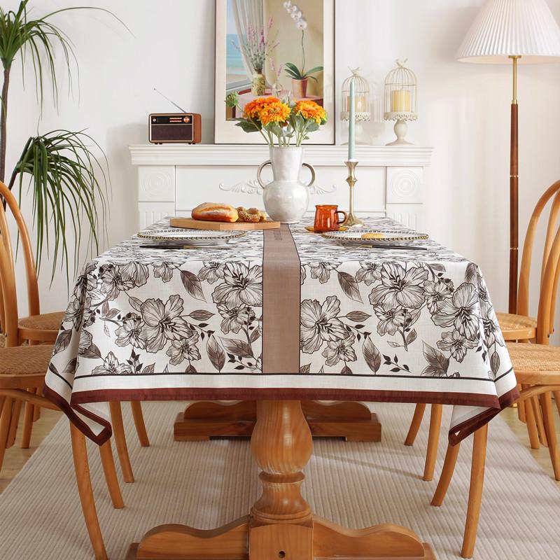 Polyester Hemp Digital Printing Tablecloth Rectangular Coffee Table Tablecloth Table Cloth Can Be Designed Pattern