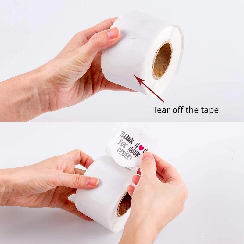 500 buc/rolă rotunde albe vă mulțumesc autocolante sigiliu plic autocolant ambalaj cadou autocolant
