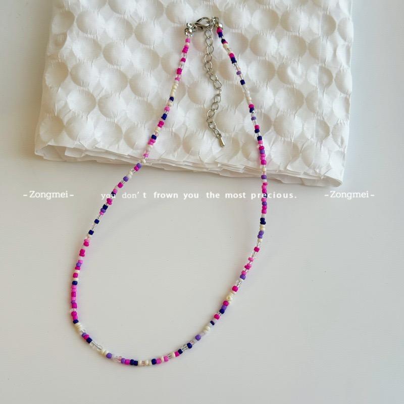 Einfacher Perlen-Choker Damen Koreanische Mode Anhänger Bunt Handgemacht Boho Halskette Kette Halskette Damen Schmuck Geschenk