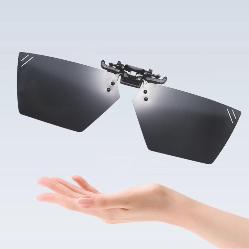 Non-polarized Rimless Clip on For Men Women Polygon Flip Up Sunglasses Night Vision Driver Fishing Eyeglasses