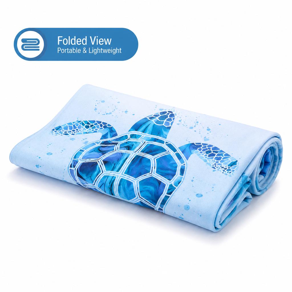 Blue Sea Turtle Beach Towel Flat Print Artistic Ocean Animal Quick Dry Bath Towel for Summer Vacation Pool Travel Gift