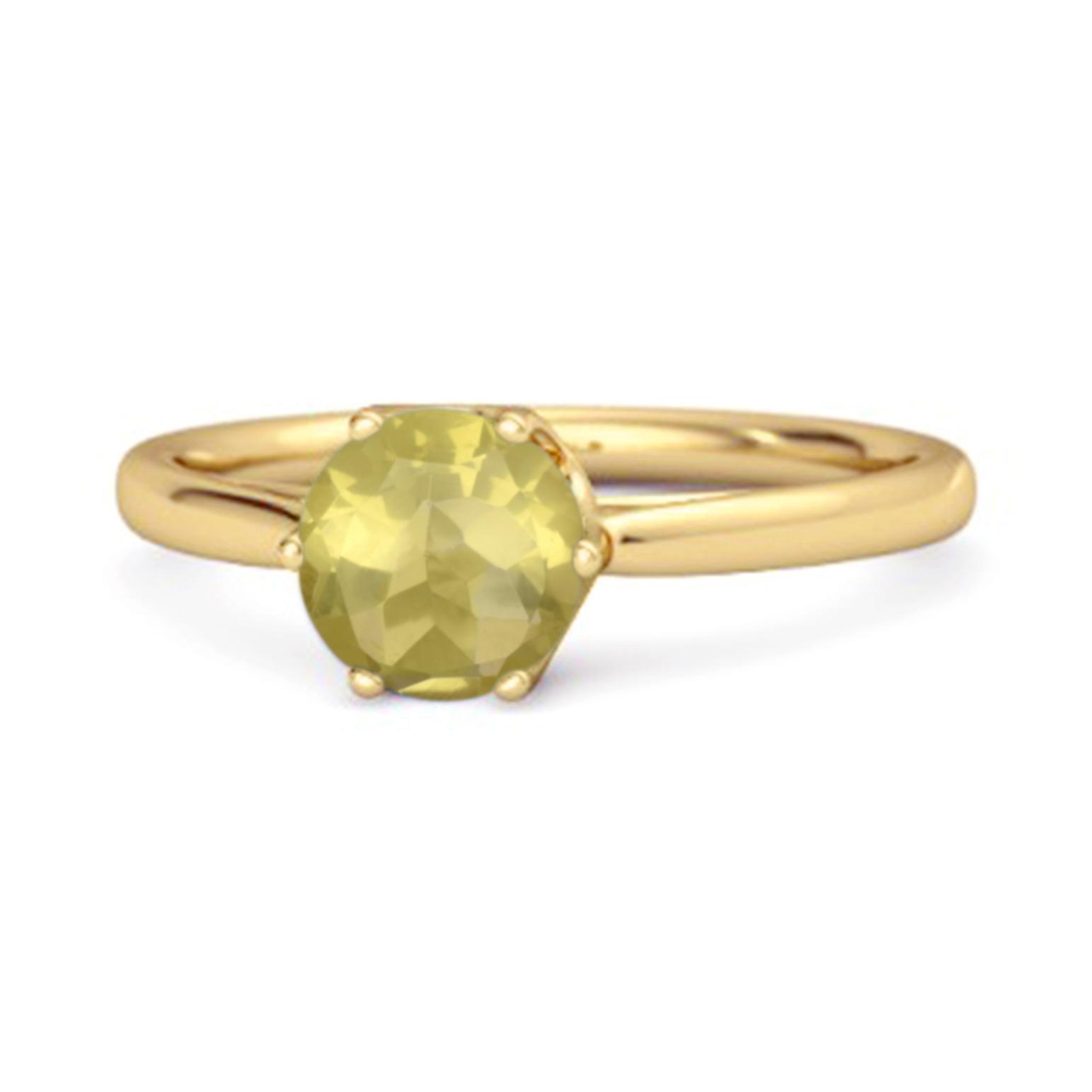 

Lemon Quartz Minimalist Solitaire Ring - 925 Sterling Silver Gold Vermeil 10.5 золотий/жовтий