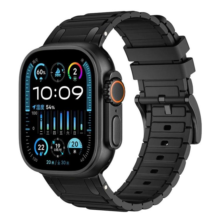 Reinforced I‑Shape Texture Soft Silicone Replacement Watch Band Strap For Apple Watch 38/40/41/42mm