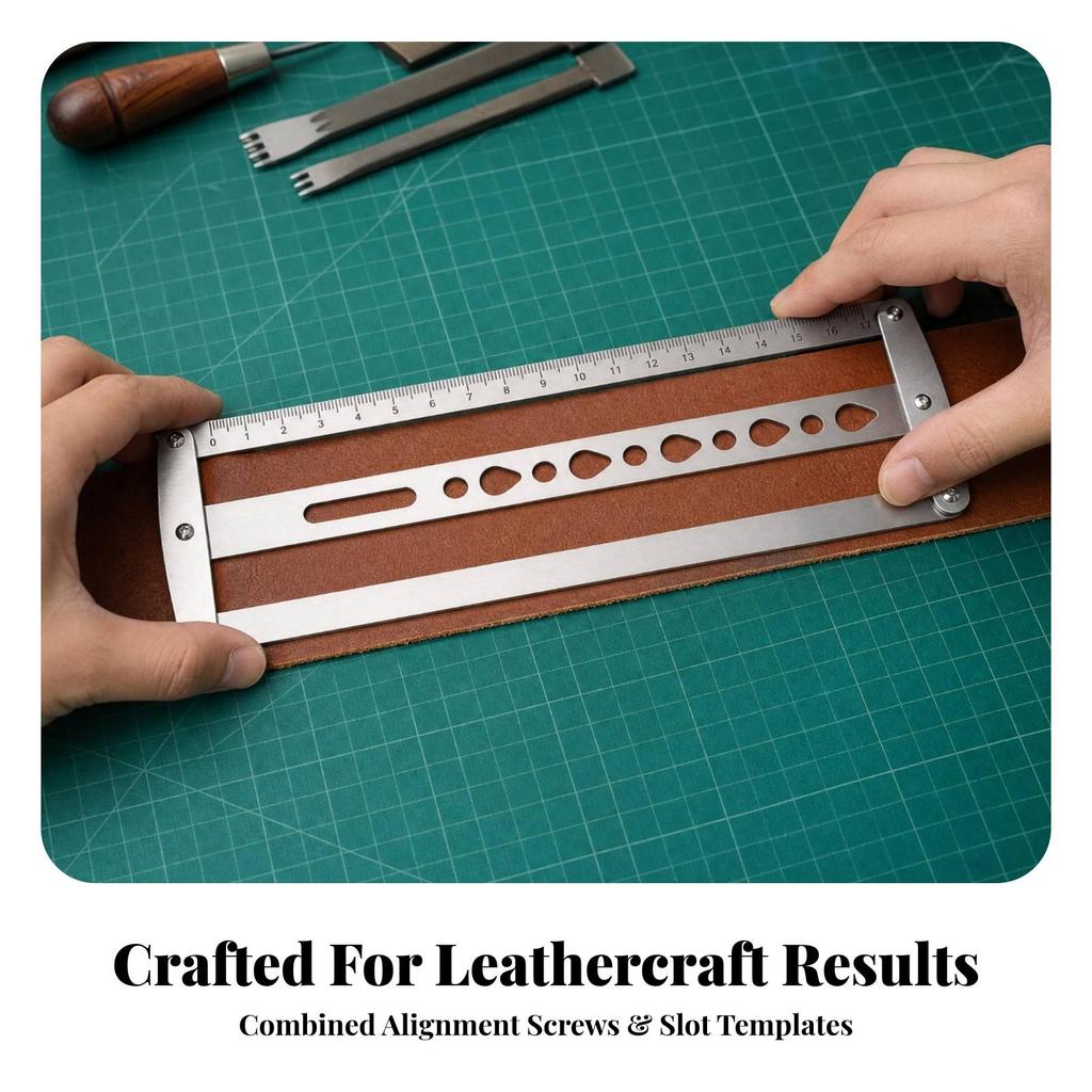 Belt Hole Positioning Guide Ruler Graduated Strap Alignment Template Rustproof