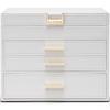 Vlando Large Capacity Jewelry Box with 4 Drawers for Small Items, Earrings, Necklaces, Rings, Watches, and More (White)