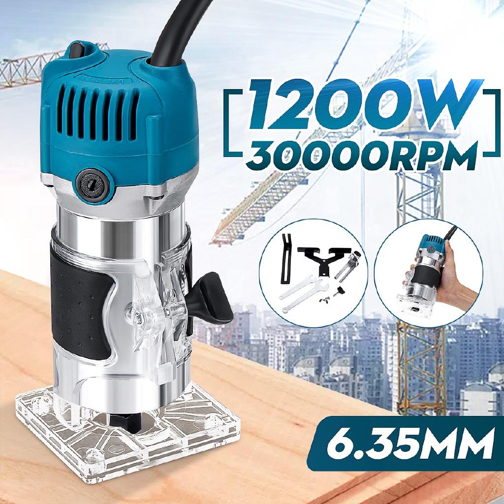 

Электрический триммер 30000 об/мин Электрический ручной кромочный триммер-фрезер для дерева и ламината Набор для фрезерования пазов 1200 Вт