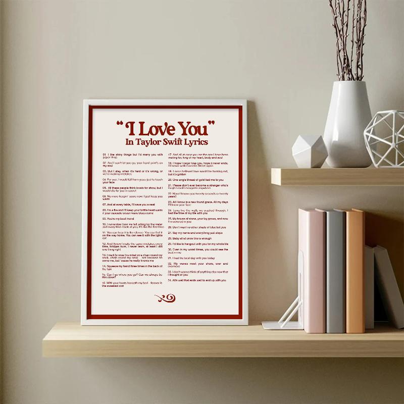 I Love You In Taylor-Swifts Lyrics Way Posters Retro Singer Music Quotes Canvas Painting and Picture Bedroom Wall Art Home Decor