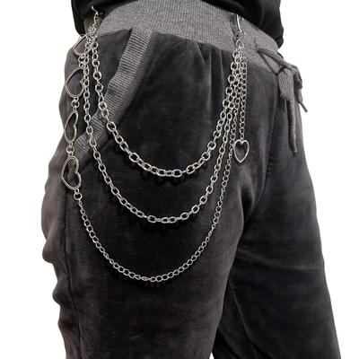 Hip Hop Trendy Cool Metal Love Multi-layer Waist Chain Female Ins Style Versatile Peach Heart Pendant Trouser Chain