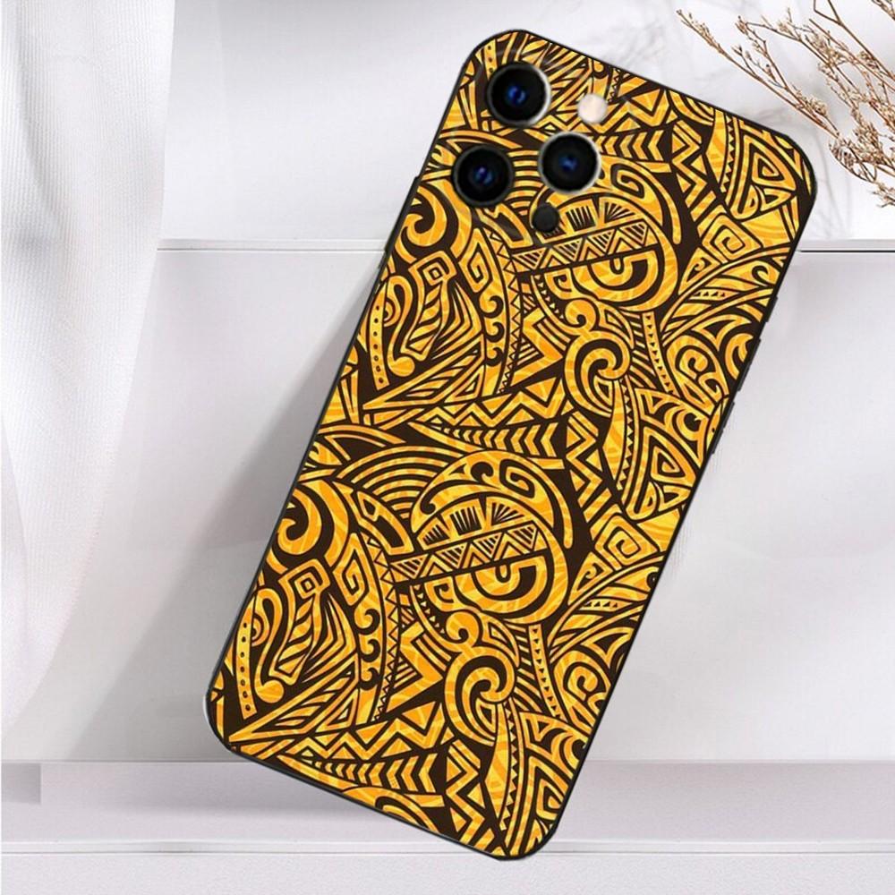 Maori Tribal Polynesia Phone Case For iPhone 16,15,14,13,12,11 Plus,Pro Max,XS,X,XR,SE,Mini,8,7 Soft Silicone Black Cover
