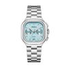 Women's S Elegant Dress Watch with Golden Stainless Steel Band Square Green Dial Waterproof Quartz Wristwatch with Luminous Hand