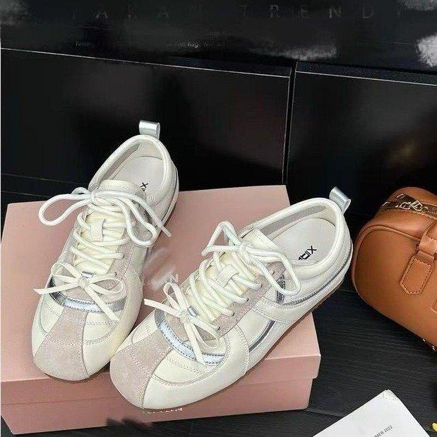 Cowhide version! Silver platform Mary Jane shoes, lazy single shoes, women's new 2025 inner height-increasing ballet training shoes