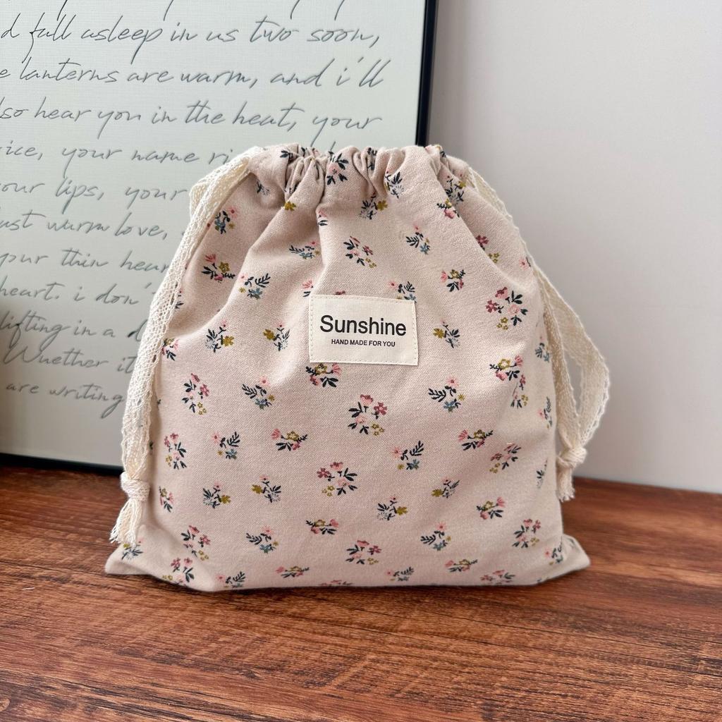 Retro Abraded Cotton Baby Items Storage Bag Diaper Pouch Drawstring Bundle Bags Cosmetic Portable Travel Makeup Bags