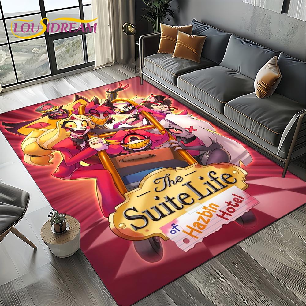 2025 H-Hazbin Hotel Charlie Cartoon Carpet Rug for Bedroom Living Room Home Sofa Decoration,kids Game Play Decor Floor Mat Gift