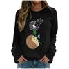Fashion Womens Loose Winter Print  Long Sleeve Sweater With Fleece Top