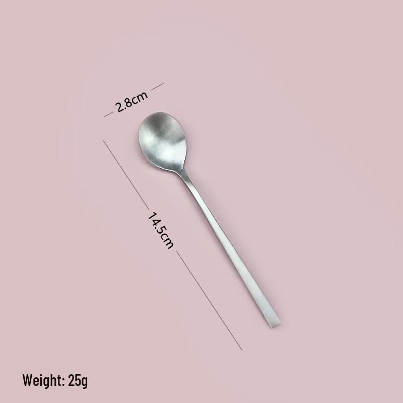 Square Handle Matte Silver Stainless Steel Teaspoons