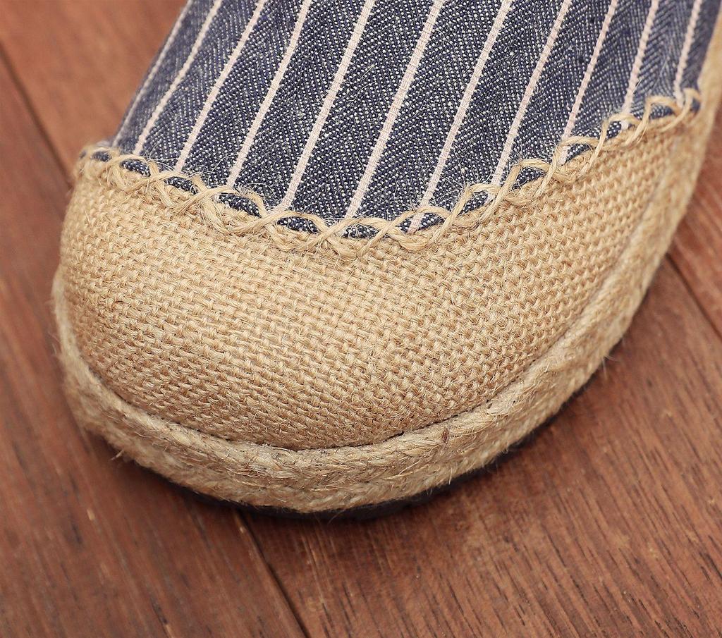 2025 Spring/Summer New Cotton Linen Striped Slippers - Fresh, Casual Design
