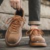 Classic Fashion Khaki Tooling Shoes for Men Breathable Leather Casual Shoes Men Lace-up Low Shoes Man Footwear Zapatos De Hombre