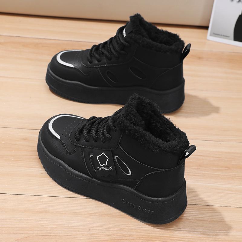 Winter little white shoes cotton shoes cold-resistant and non-slip 41 high-top snow boots women's new velvet 2025 thickened large size women's shoes