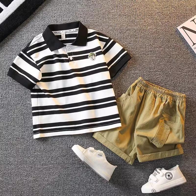 Trendy Boys Summer Outfit 2024 Stylish Two Piece Set Short Sleeve For Ages 3 To 8
