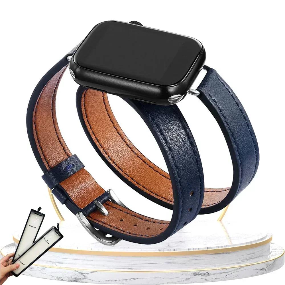High Quality Leather Loop For Apple Watch Band Women 10/9/8/7/6/5/4/3/2/1 SE 38mm 40mm 41mm 42mm 44mm 45mm 46mm 49mm Strap