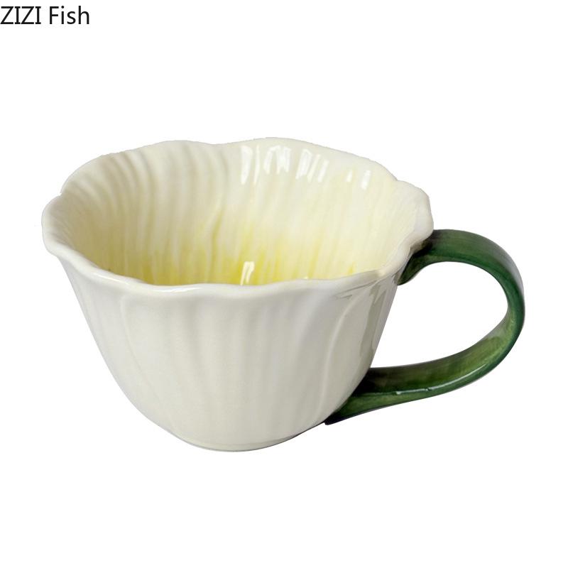 Gänseblümchen Bemalte Porzellantasse Reizende Blume Dekorative Kaffeetasse Esstisch Milchtassen Nachmittagstee Teetasse Früchte Safttasse