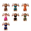 Juego de 2 Piezas para Mujer Bikini Set Escote en V Bordes Ensanchados Sujetador Cintura Alta Control de Abdomen Braguitas de Natación Set Patchwork Color Traje de Baño de Verano