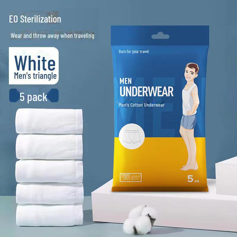 Men's Disposable Gray Cotton Boxer Briefs - Travel-Friendly and Sterile Underwear