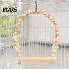 Parrot Cage Accessories Swing Perch, Solid Wood Perch Pole, Wooden Blocks And Healthy Bird Toy Beads Arch, Unpainted for Small Medium Parrots with