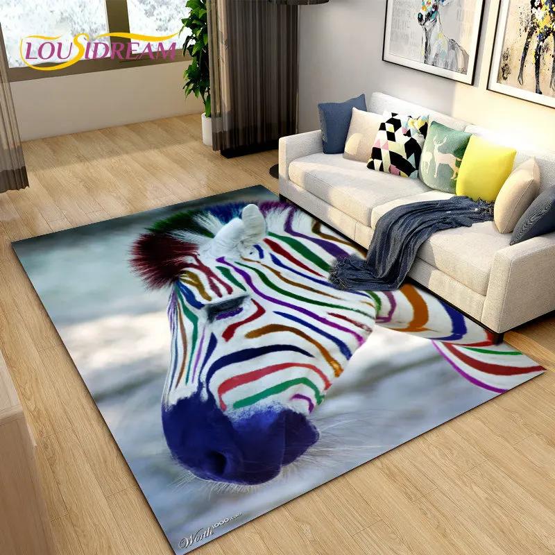 Duży dywanik ze wzorem zebra, dywanik do salonu, sypialni, kuchni, dekoracja, antypoślizgowa mata podłogowa dla dzieci