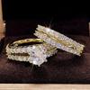 Hollow-Out Double-Layer Zircon Engagement Ring, Diamond Ring, Wedding Dinner, Bridal Ring Jewelry.