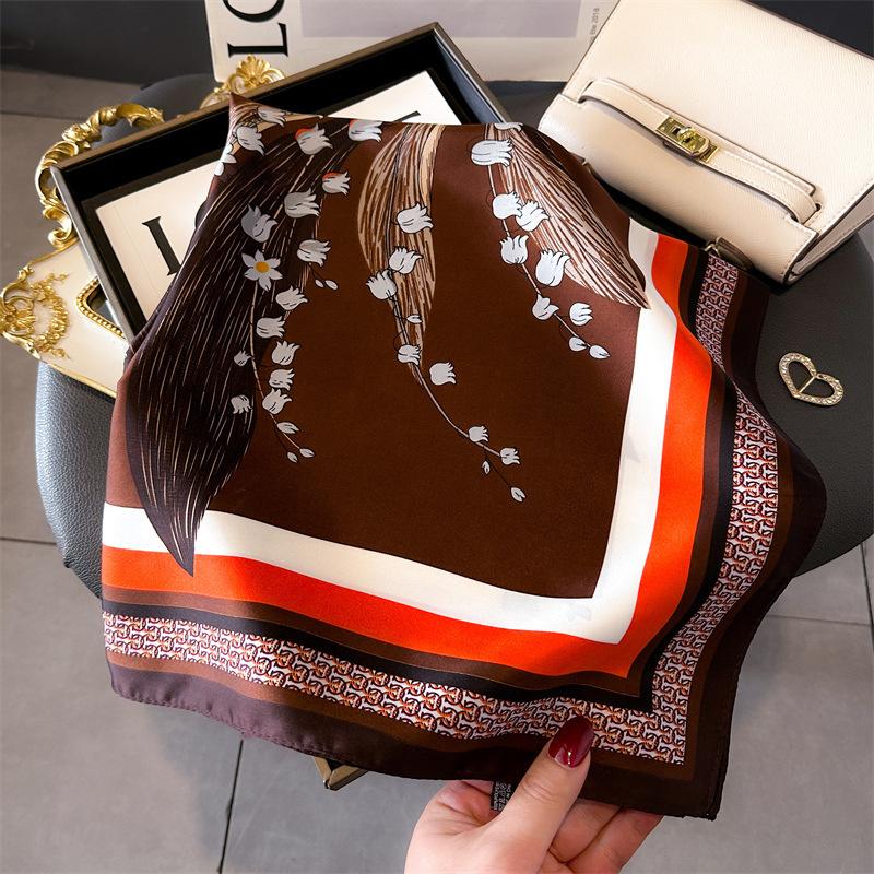 Cat Paw Print 70*70cm Silk Square Scarf Women Soft Satin Foulard Bag Ribbon Female Hairband Neckerchief Hijab Scarfs Headband
