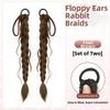 2Pcs Ear Rabbit-style Handmade Braids Pony Tails Long Twist Braid Hairpiece  for Women