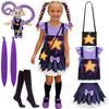 Little Girls Bobi Lily Costume for Halloween Birthday Party Purple Black Casual Star Print Clothing Festival Fancy Kids Dress Up