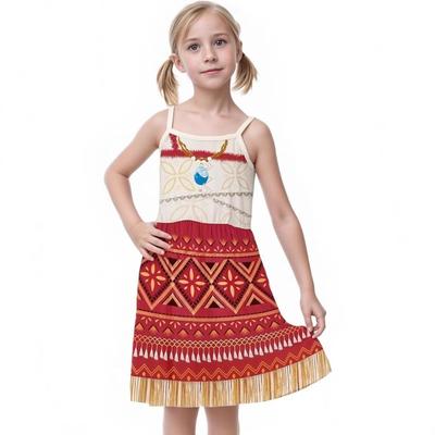 Summer New Ocean Romance 2 Moana Cosplay Fringe Beach Dress Girls Fashionable Cute Performance Dress