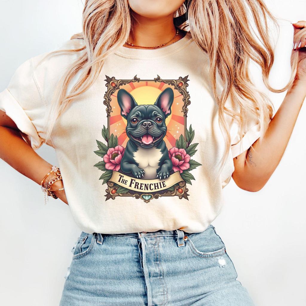 Comfort Colors Frenchie T-shirt: French Bulldog Tarot Card Tee